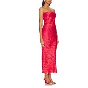Lovers + Friends Red Strapless Dress LARGE Cocktail Resort Vacation $208 NEW